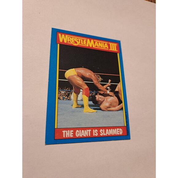 1987 Topps WWF Hulk Hogan WrestleMania3 Andre The Giant Slam Card 54 Wrestling - Picture 1 of 2
